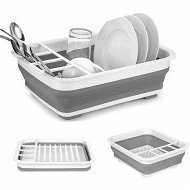 Detailed information about the product Collapsible Dish Drainer With Drainer Board Foldable Drying Rack Set Portable Dinnerware Organizer Space Saving Kitchen Storage Tray Grey