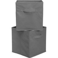 Detailed information about the product Collapsible Fabric Storage Cubes Organizer With Handles - Beige Pack Of 2 (Grey)