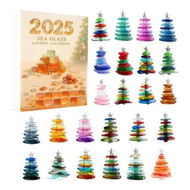 Detailed information about the product Colorful Sea Glass Christmas Tree Advent Calendar 2025, 24 Days of Handcrafted Ocean-Inspired Ornaments Unique Ocean Themed Decor Gift