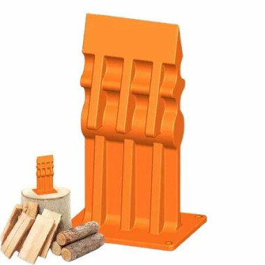 Compact Cast Iron Wood Kindling Splitter,Manual Firewood Log Cracker Wedge for Small Wood Stove Indoor Fireplace,Safe Chopping Tool Orange