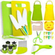 Detailed information about the product Complete 28-PC Montessori Kitchen Set for Kids Safe knives & tools designed for little hands Perfect for birthdays and special occasions