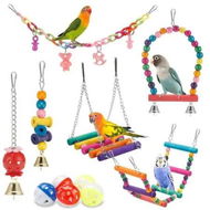 Detailed information about the product Complete Birdcage Toy Set: Swing, Hammock, Ladder, and Chewing Toys for Small Birds