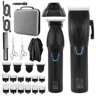 Detailed information about the product Complete Hair Cutting Kit: T-Blade Trimmer with Charging Base, 4 Adjustable Speeds, and Accessories for Professional Barbering and Home Haircuts (Black)