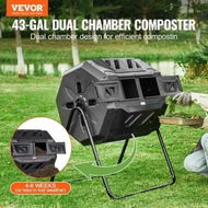 Detailed information about the product Compost Bin 43 Gal Dual-Chamber Composter Tumbler Rotating Sliding Doors