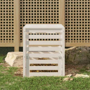 Composter White 63.5x63.5x77.5 Cm Solid Wood Pine.