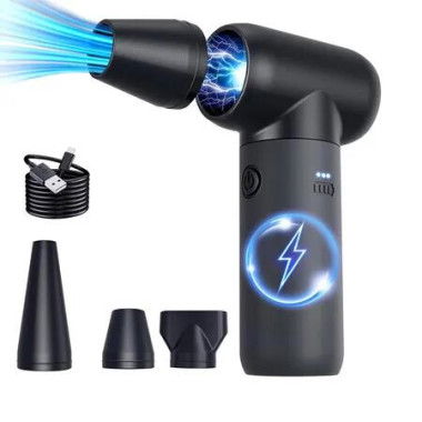 Compressed Air Duster, 180000RPM Jet Dryer Blower, 3 Gear Electric Portable Air Duster for Car Dry, Keyboard Computer Cleaning, Air Bed, Hair Dry