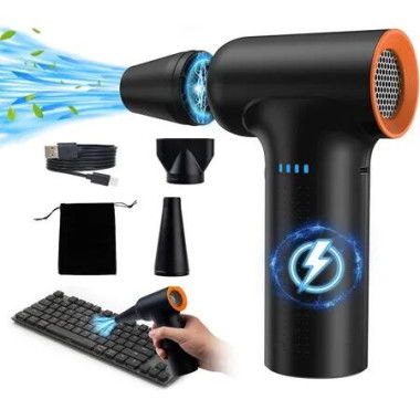 Compressed Air Duster, High Speed 300000RPM Electric Air Duster, 10000mAh Rechargeable Cordless Air Blower Turbo Fan for PC Computers Car Electronics