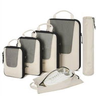 Detailed information about the product Compression Packing Cubes 6 Set Travel Packing Cubes for Carry on Suitcases,Suitcase Organizers Bag Set Travel Cubes for Luggage-Beige