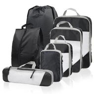 Detailed information about the product Compression Packing Cubes, 7 Set Packing Cubes for Travel Compression, Lightweight Compressible Package Organizer for Suitcases, Black