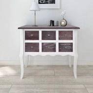 Detailed information about the product Console Cabinet 6 Drawers Brown And White Wood