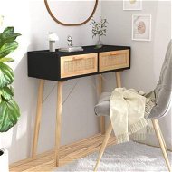 Detailed information about the product Console Table Black 80x30x75 cm Solid Wood Pine&Natural Rattan