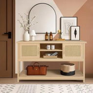 Detailed information about the product Console Table Hallway Sofa Couch Narrow Side End Accent Entryway Entrance TV Stand Home Living Room Bedroom Furniture Oak Rattan Storage Cabinet Shelf