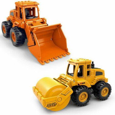 Construction Toys for 3 4 5 6 Years Old Boys Girls Kids, Bulldozer, Road Roller (Colorful 2 Pack)