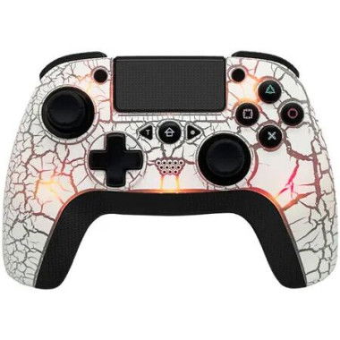 Controller for PS4, Remote Gamepad with Unique Cracked Design/8 Adjustable LED Colors/Programmable Back Buttons/Super Turbo/Dual Vibration, Widely Compatible with PS4/PC/iOS