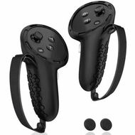 Detailed information about the product Controller Grips Oculus Meta Quest 3 Touch Plus VR Straps Silicone Covers Protector Non-Slip Thumbstick Pair Black