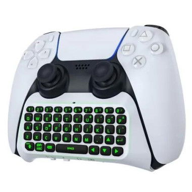 Controller Keyboard Replacement PS5 Green Backlight Bluetooth Wireless Mini Keypad Chatpad Speaker 3.5mm Audio Jack Accessories White