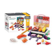 Detailed information about the product Cooking Simulator Toy with Color Changing Accessories, 31 PCS Fun BBQ Kit Gourmet Cooking Box Toys for Boys Girls Age 3 to 8, Pink