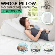 Detailed information about the product Cool Gel Wedge Pillow Memory Foam Back Support Cushion Antibacterial Luxdream