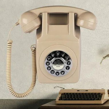 Corded Landline Phone for Home, Wall Mounted Retro Telephone, 1960s Old Fashion Antique Phones with Loud Ringer for Seniors (Beige)