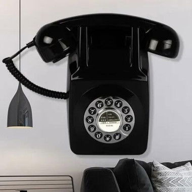 Corded Landline Phone for Home, Wall Mounted Retro Telephone, 1960s Old Fashion Antique Phones with Loud Ringer for Seniors (Black)