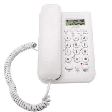 Corded Phone, Desktop Telephone Landline Wired Phone Wall Telephone with Cord and Calls Display for Home Office Hotel,White