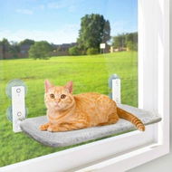 Detailed information about the product Cordless Cat Window Perch,Cat Hammock with 4 Suction Cups,Solid Metal Frame and Reversible Cover,Foldable Cat Beds for Indoor Cats (Grey,Large)