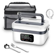Detailed information about the product Cordless Electric Heated Lunch Box,Rechargeable Self Heating Battery Powered Food Warmer with 1L Container Fork Spoon and Insulated Carry Bag (White)