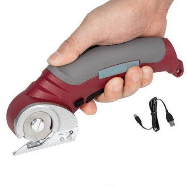 Cordless Electric Scissors Rotary Cutter For Fabric With Safety Lock 4.2V Cardboard Cutter Multi-Cutting Tools Powerful Fabric Cutter For Carpet Leather Felt With Storage Box - Red