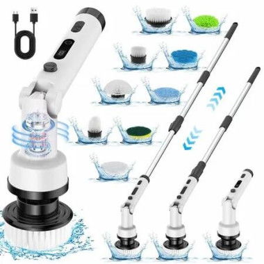 Cordless Electric Spin Scrubber,Cleaning Brush Scrubber for Home 400RPM/Mins-9 Replaceable Brush Heads 3 Adjustable Size Speeds for Bathroom Shower Bathtub