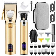 Detailed information about the product Cordless Hair Clipper, Professional Hair Clipper, Rechargeable Electric Hair Cutting Machine, Detail Trimmer (Gold)