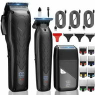 Detailed information about the product Cordless Hair Clippers and Trimmer Set, 3 in 1 Hair Clippers for Men, Pro Clipper, T-Shaper Trimmer & Foil Shaver, Grooming Set, Hair Cutting Kit