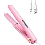 Detailed information about the product Cordless Hair Straightener and Curler 2 in 1 Ceramic Flat Iron Mini Hot Tools Straight Curl for Women Men USB Rechargeable, Pink