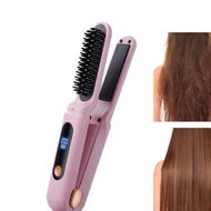 Detailed information about the product Cordless Hair Straightener Brush 3 in 1, Cordless Rechargeable Hair Straightener Comb Clip 5000mAh, Portable Travel Straightener, Pink