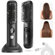 Detailed information about the product Cordless Hair Straightener Brush, Portable Mini Hair Straightening Comb for Travel, Negative Ion Hot Comb Hair Straightener for Women, Black