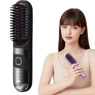 Detailed information about the product Cordless Hair Straightener Brush, Upgraded Scald-Proof Mini Straight Hair Comb with 3 Temperature Settings, Fast Heating Hair Brushs for Travel Black