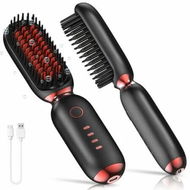 Detailed information about the product Cordless Hair Straightener Brush,Portable Hair Straightening Brush for Travel,Hot Comb Straightener for Women,Red