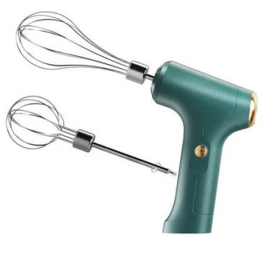 Cordless Hand Mixer, Handheld Electric Whisk with 3 Speed Modes, Hand Held Egg Beater with 2 Detachable Stir Whisks, Green