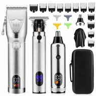 Detailed information about the product Cordless Professional Hair Clippers for Men, Complete Grooming Kit with Beard Trimmers, Nose Hair Trimmer(Silver)