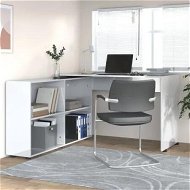 Detailed information about the product Corner Desk High Gloss White Engineered Wood