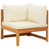 Detailed information about the product Corner Sofa With Cream White Cushions Solid Acacia Wood