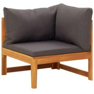 Detailed information about the product Corner Sofa With Dark Grey Cushions Solid Acacia Wood