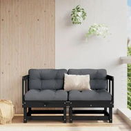 Detailed information about the product Corner Sofas with Cushions 2 pcs Black Solid Wood Pine