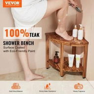 Detailed information about the product Corner Teak Shower Bench 18.5' Height 15.5' Radius 100% Teak Wood Corner Shower Beach Mold-resistant 228KGS with Storage Shelf Shower Stool