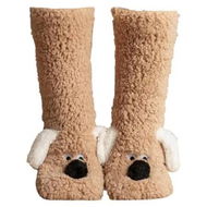 Detailed information about the product Cozy Thick Coral Fleece Non-Slip Slipper Socks for Women, Cute Puppy Plush Fuzzy Warm Thermal Boot Socks for Winter, One Size, Brown