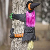 Detailed information about the product Crashing Witch into Tree Halloween Decorations Outdoor for Fall Yard Tree Door Porch 110x85 cm