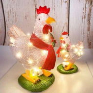 Detailed information about the product Creative 3D Light Up Chicken With Scarf Lawn Ornament - (Not Included LED Lights) Rooster Resin Sculpture (1 Pack)