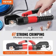 Detailed information about the product Crimping Tool, AWG12-2/0 Copper And Aluminum Terminal Battery Lug Hydraulic Crimper, with a Cutting Pliers, Gloves, 10pcs Copper Ring Connectors, 8 x Heat Shrink Sleeves and a Blow Moulded Case