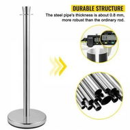 Detailed information about the product Crowd Control Stanchion Set of 2 Pieces Stanchion Set Stanchion Set with 5 ft/1.5 m Black Velvet Rope Silver Crowd Control Barrier