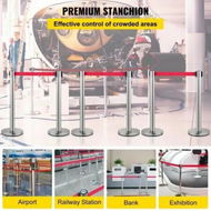 Detailed information about the product Crowd Control Stanchion Set of 6 Pieces Stanchion Set Stanchion Set with 2 m Red Retractable Belt Crowd Control Barrier with Rubber Base