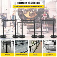 Detailed information about the product Crowd Control Stanchion Stanchion Set 6Pcs w/ 2 m Black Retractable Belt